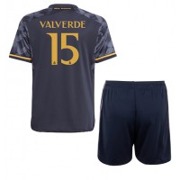 Real Madrid Federico Valverde #15 Bortedraktsett Barn 2023-24 Kortermet (+ Korte bukser)